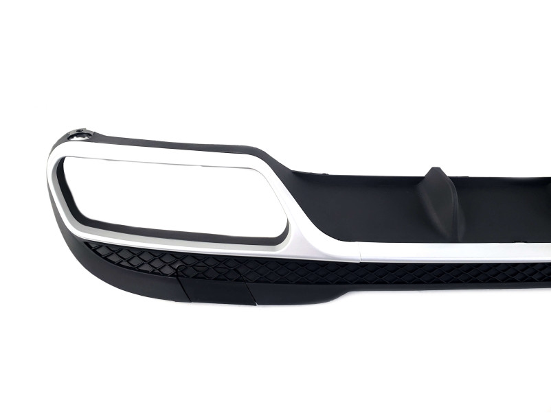 Дифузор ( заднього бампера ) Silver Black / Chrome Pipe ( стиль AMG E63 ) на Mercedes-Benz E-Class W212 2013-2016 року