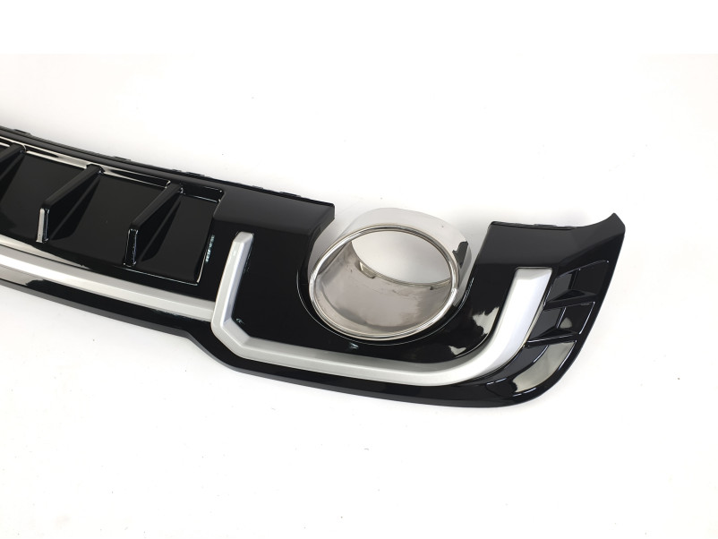 Дифузор ( заднього бампера ) Silver Black / Chrome Pipe ( в стилі RS3 ) Hatchback на Audi A3 8V 2016-2020 року