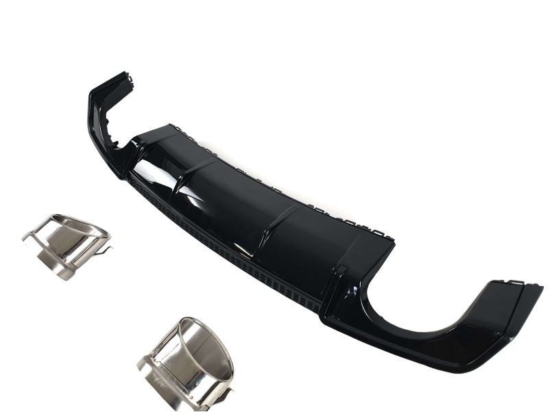 Дифузор ( заднього бампера ) Black / Chrome Pipe ( в стилі RS3 ) Sedan на Audi A3 8V 2012-2016 року