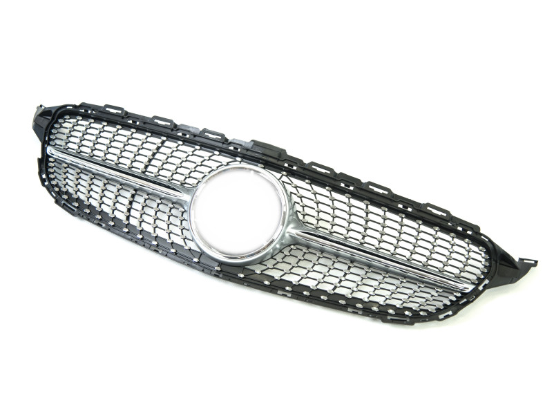 Решітка радіатора Silver ( без місця під камеру ) Diamond на Mercedes-Benz C-Class W205 2018-2021 року