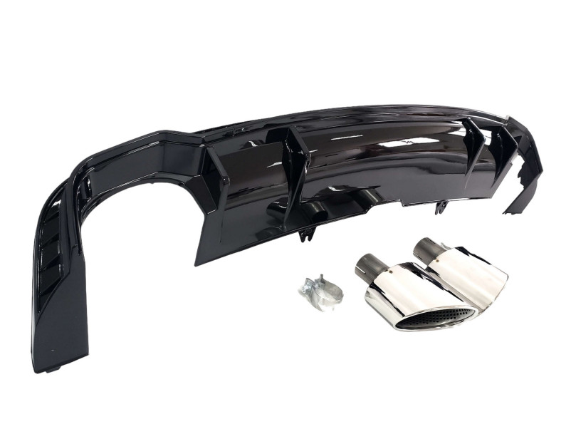 Дифузор ( заднього бампера ) Full Black / Chrome Pipe ( в стилі RS5 ) S-Line   на Audi A5 B9 2016-2020 року