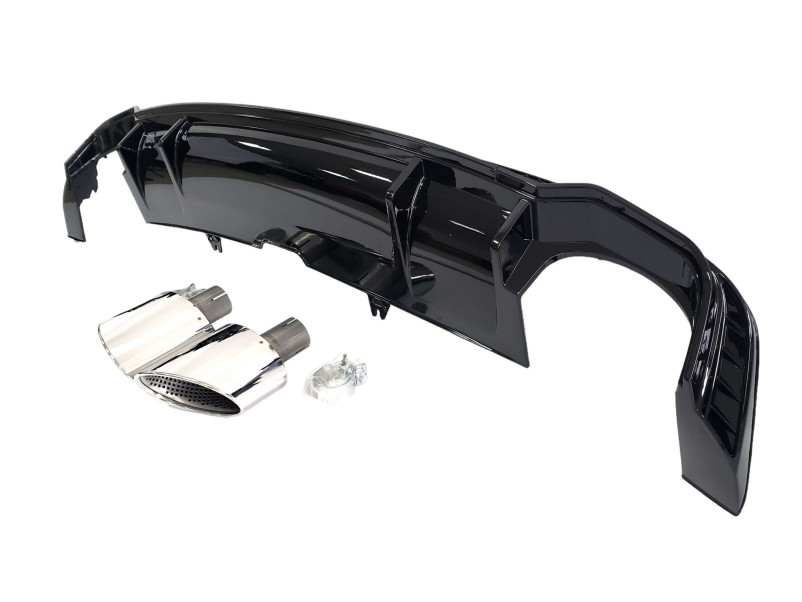Дифузор ( заднього бампера ) Full Black / Chrome Pipe ( в стилі RS5 ) S-Line   на Audi A5 B9 2016-2020 року
