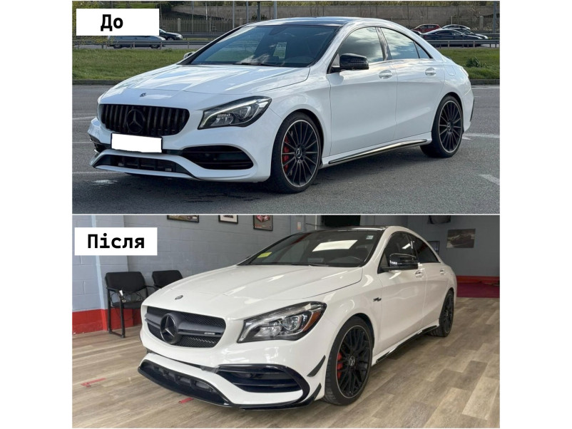 Тюнінг переднього бампера Чорний глянець  на Mercedes-Benz CLA-Class C117 2017-2019 року