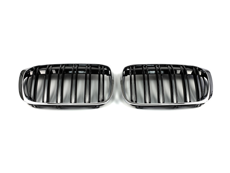 Ніздрі Чорні Глянець Хром Рамка ( Подвійні M-Look ) на BMW X1 F48 2015-2019 року