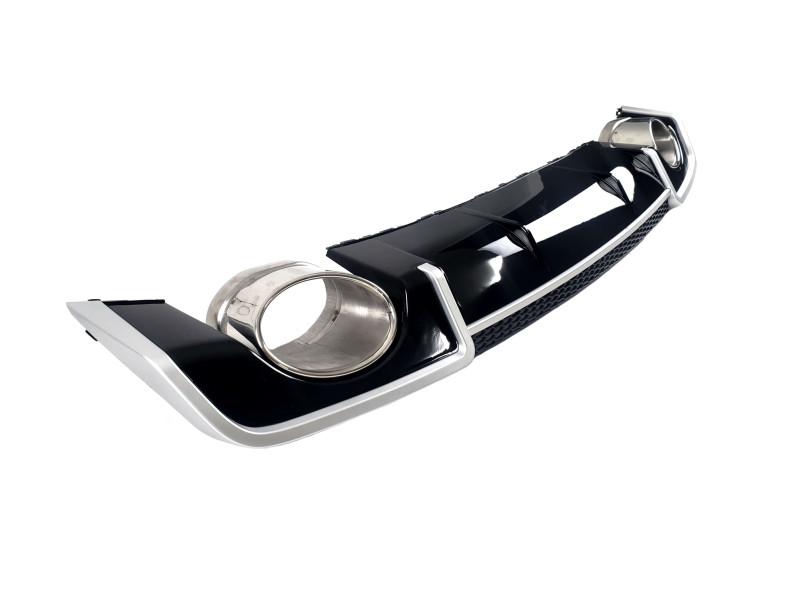 Дифузор ( заднього бампера ) Black Silver / Chrome Pipe ( в стилі RS3 ) Sedan на Audi A3 8V 2012-2016 року