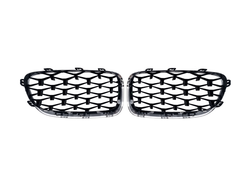 Ніздрі  Diamond Silver ( хром рамка )  на BMW 5 Series F10 / F11 2010-2017 року