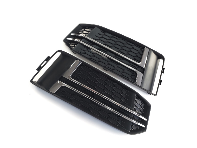 Решітки в бампер Chrome Black ( S4 ) S-Line на Audi A4 B9 2015-2019 року