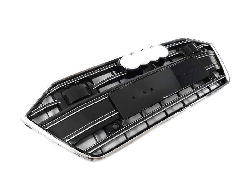 Решітка радіатора Chrome Black ( в стилі S7 під камеру та радари ) на Audi A7 4K 2017-2023 року
