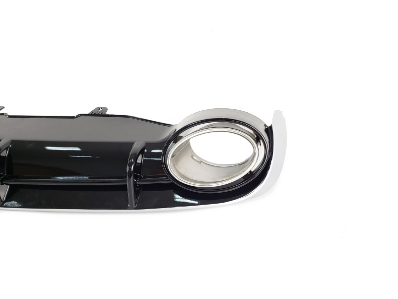 Дифузор ( заднього бампера ) Black Silver / Chrome Pipe ( в стилі RS6 ) на Audi A6 C7 2011-2014 року