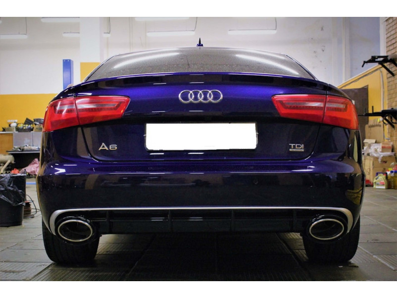 Дифузор ( заднього бампера ) Black Silver / Chrome Pipe ( в стилі RS6 ) на Audi A6 C7 2011-2014 року