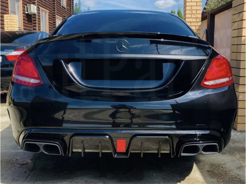 Дифузор ( заднього бампера )  Full Black ( стиль C63 Brabus ) Sedan без насадок на Mercedes-Benz C-Class W205 2014-2018 року