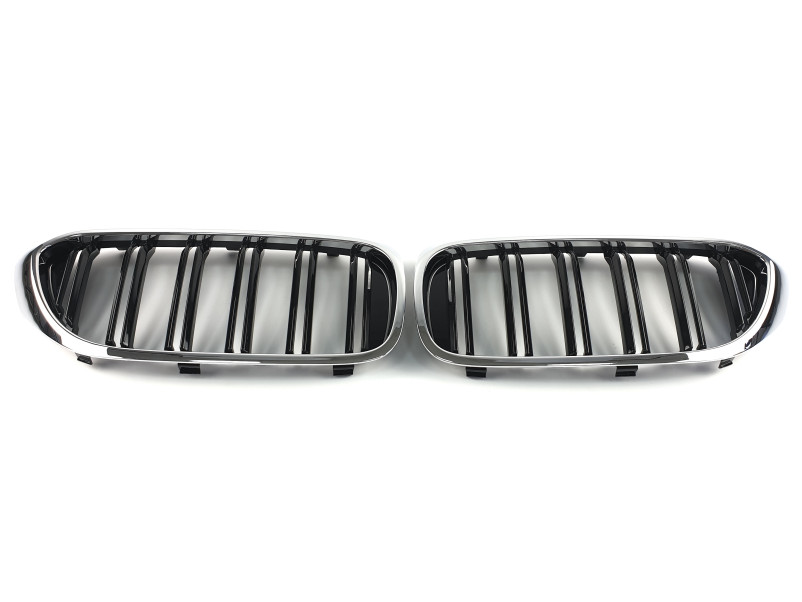 Ніздрі Чорні Глянець Хром Рамка ( Подвійні M-Look ) на BMW 5 Series G30 / G31 2017-2020 року