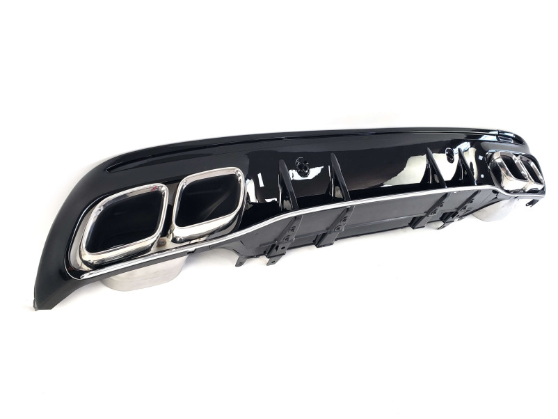 Дифузор ( заднього бампера ) Chrome Black / Chrome Pipe ( стиль AMG C63 2018+ ) Sedan на Mercedes-Benz C-Class W205 2014-2018 року