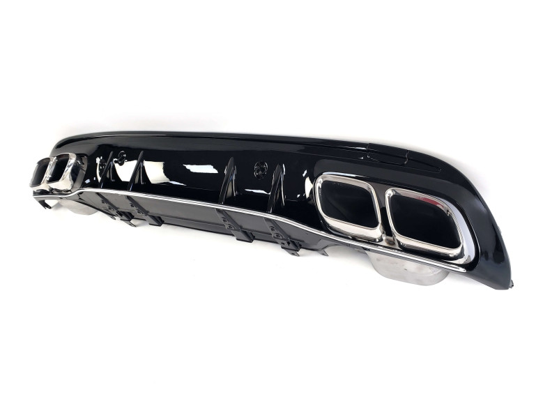Дифузор ( заднього бампера ) Chrome Black / Chrome Pipe ( стиль AMG C63 2018+ ) Sedan на Mercedes-Benz C-Class W205 2014-2018 року