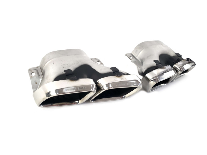 Дифузор ( заднього бампера ) Chrome Black / Chrome Pipe ( стиль AMG C63 2018+ ) Sedan на Mercedes-Benz C-Class W205 2014-2018 року