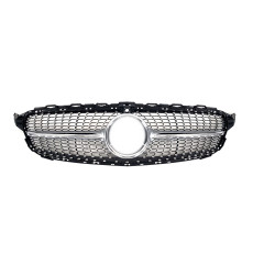 Решітка радіатора Silver ( з місцем під камеру ) Diamond на Mercedes-Benz C-Class W205 2018-2021 року