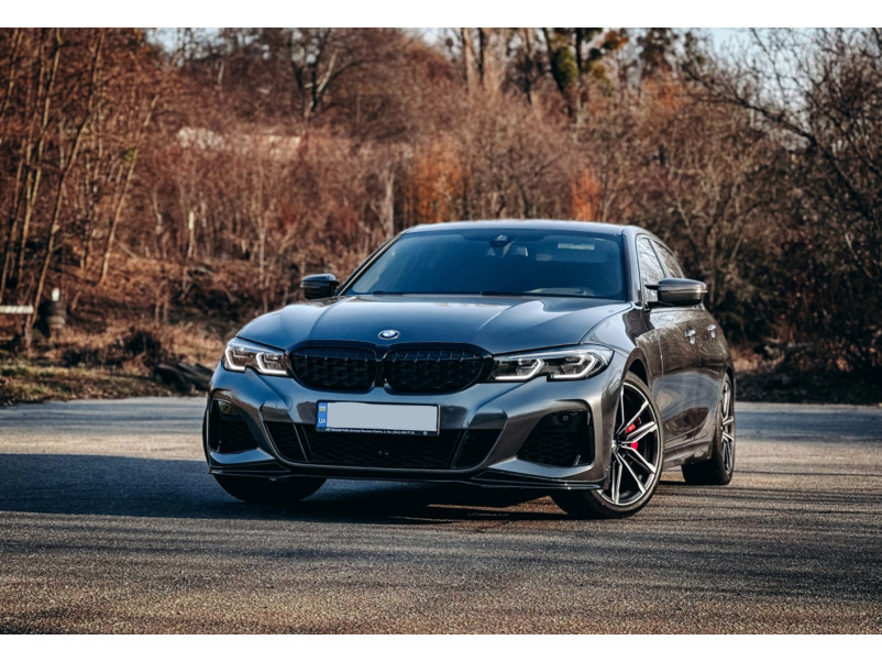 Губа ( переднього бампера ) Чорний глянець ( M-Performance ) V1 на BMW 3 Series G20 / G21 2018-2022 року