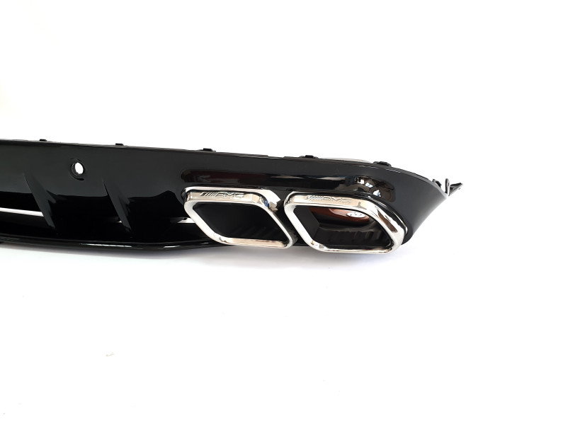 Дифузор ( заднього бампера ) Full Black / Chrome Pipe ( стиль AMG C63 Edition 1 ) Coupe на Mercedes-Benz C-Class W205 2018-2021 року