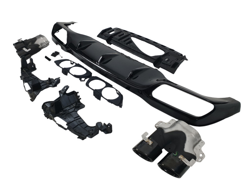Дифузор ( заднього бампера ) Black / Black Pipe ( стиль E53 ) AMG на Mercedes-Benz E-Class W213 2016-2020 року