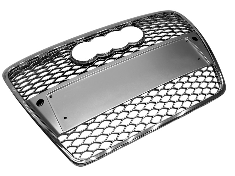 Решітка радіатора Silver Chrome ( в стилі RS6 ) під PDC на Audi A6 C6 2004-2011 року