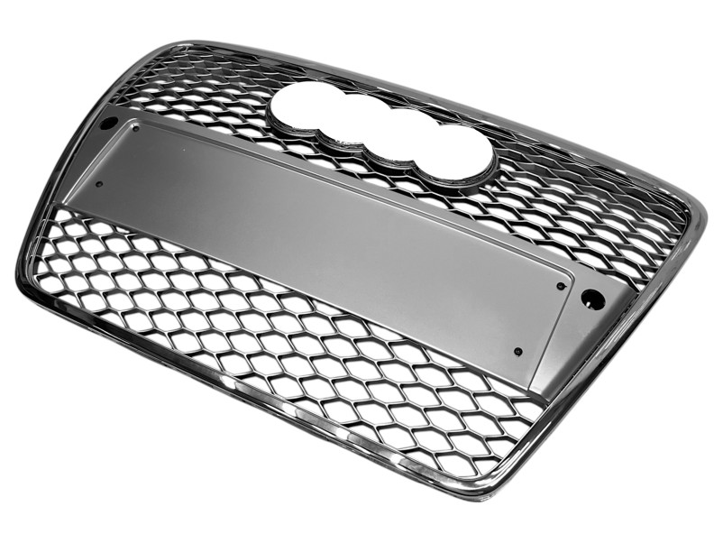 Решітка радіатора Silver Chrome ( в стилі RS6 ) під PDC на Audi A6 C6 2004-2011 року