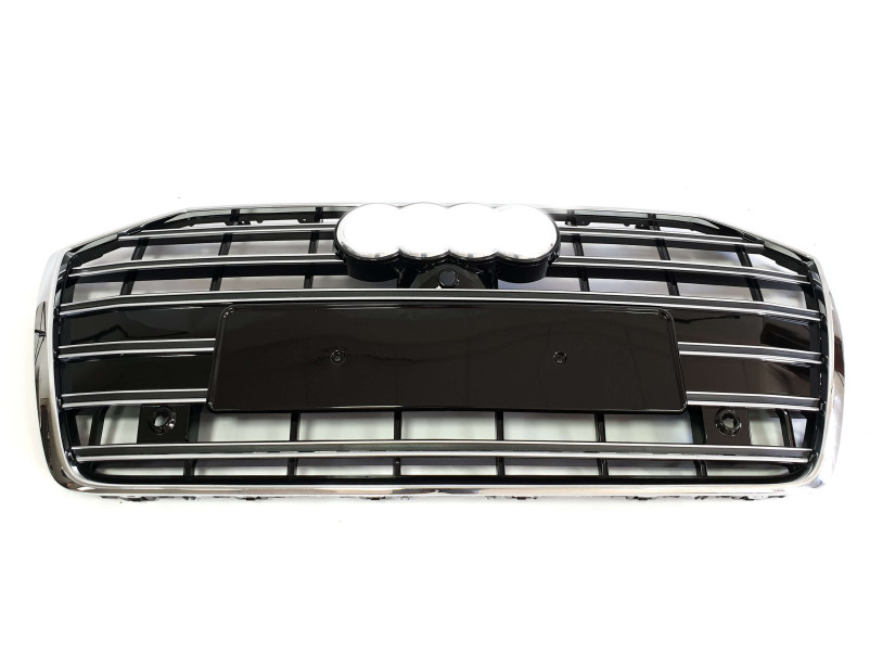 Решітка радіатора Chrome Black ( в стилі S6 під камеру без радарів ) на Audi A6 C8 2018-2023 року