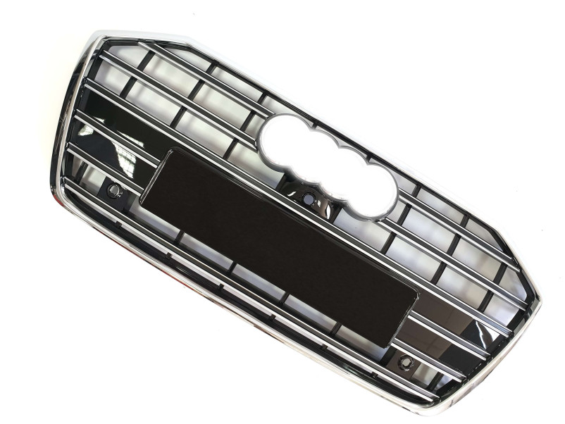 Решітка радіатора Chrome Black ( в стилі S6 під камеру без радарів ) на Audi A6 C8 2018-2023 року