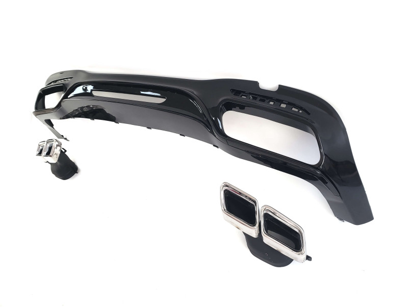 Дифузор ( заднього бампера ) Full Black / Chrome Pipe ( стиль S63 AMG ) на Mercedes-Benz S-Class W222 2017-2020 року
