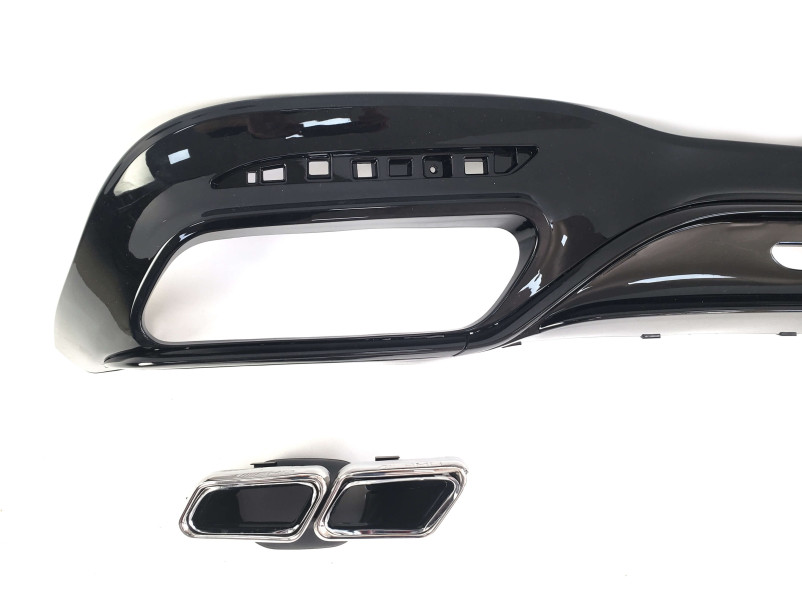 Дифузор ( заднього бампера ) Full Black / Chrome Pipe ( стиль S63 AMG ) на Mercedes-Benz S-Class W222 2017-2020 року
