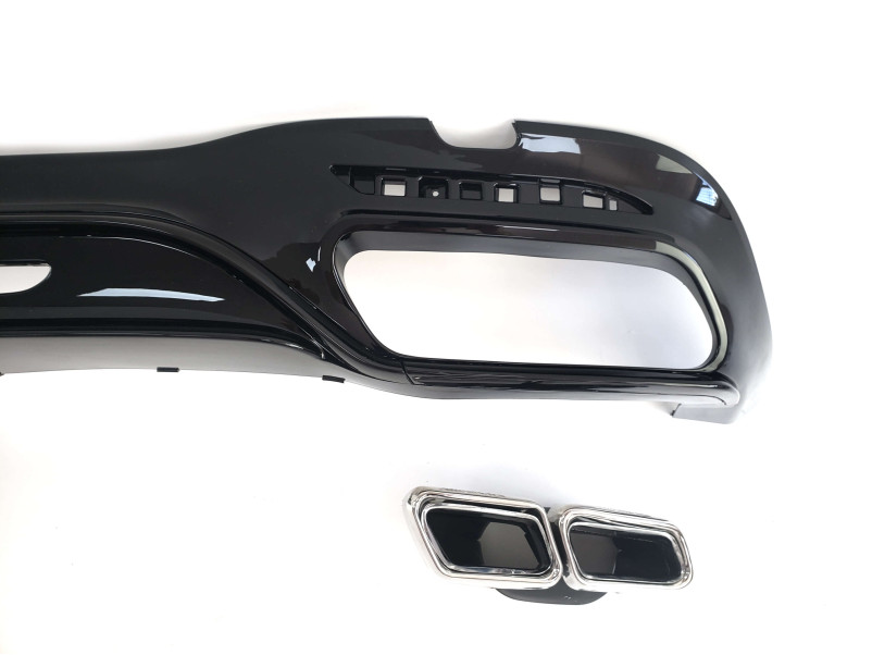 Дифузор ( заднього бампера ) Full Black / Chrome Pipe ( стиль S63 AMG ) на Mercedes-Benz S-Class W222 2017-2020 року