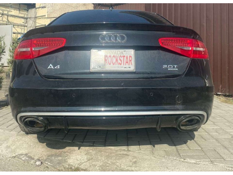 Дифузор ( заднього бампера ) Black Silver / Chrome Pipe ( в стилі RS4 ) на Audi A4 B8 2011-2015 року