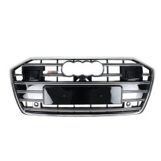 Решітка радіатора Chrome Black ( в стилі S6 під камеру та радари ) на Audi A6 C8 2018-2023 року