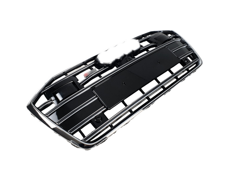 Решітка радіатора Chrome Black ( в стилі S6 під камеру та радари ) на Audi A6 C8 2018-2023 року