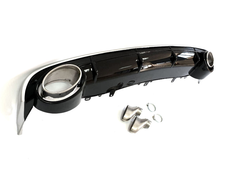 Дифузор ( заднього бампера ) Black Silver / Chrome Pipe ( в стилі RS6 ) на Audi A6 C7 2014-2018 року