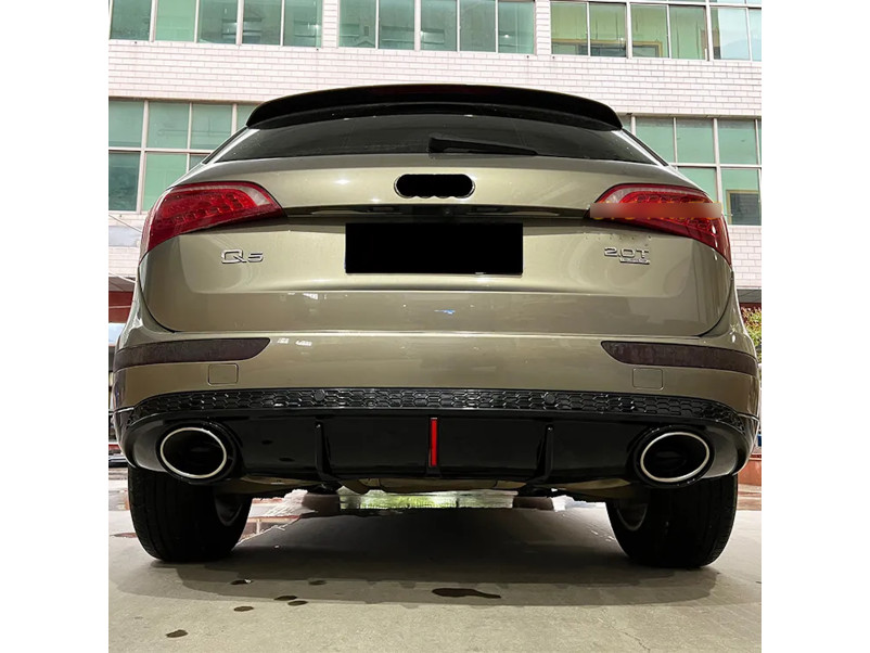 Дифузор ( заднього бампера ) Full Black / Chrome Pipe ( в стилі RSQ5 + лед стоп ) на Audi Q5 8R 2012-2016 року