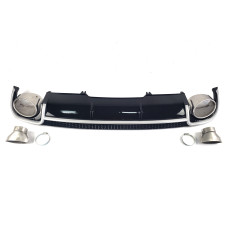 Дифузор ( заднього бампера ) Black Silver / Chrome Pipe ( в стилі RS4 ) на Audi A4 B9 2015-2019 року