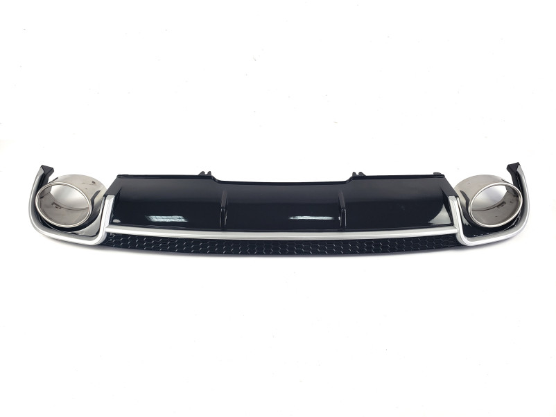 Дифузор ( заднього бампера ) Black Silver / Chrome Pipe ( в стилі RS4 ) на Audi A4 B9 2015-2019 року