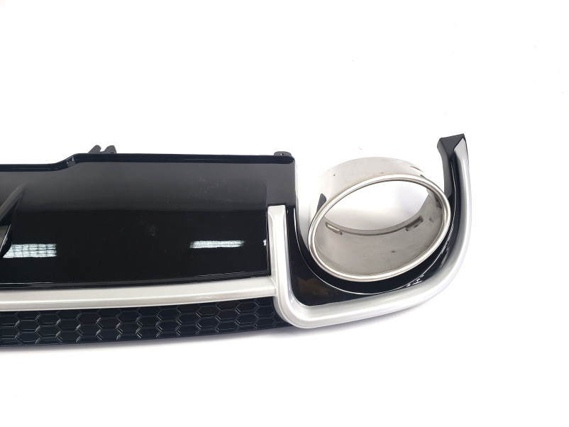 Дифузор ( заднього бампера ) Black Silver / Chrome Pipe ( в стилі RS4 ) на Audi A4 B9 2015-2019 року
