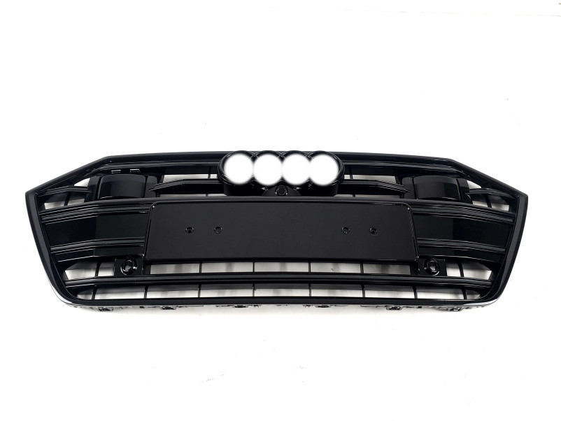 Решітка радіатора Full Black ( стилі S7 під камеру та радари ) на Audi A7 4K 2017-2023 року