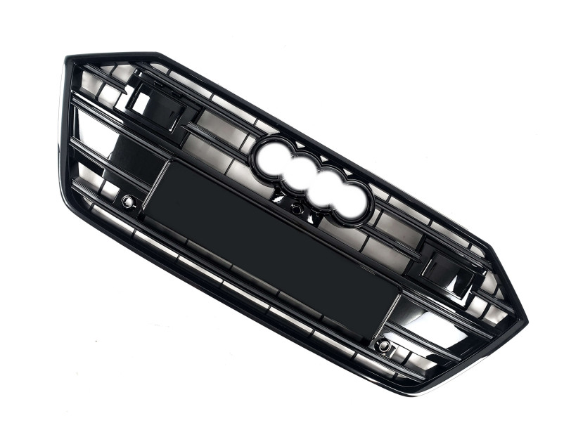 Решітка радіатора Full Black ( стилі S7 під камеру та радари ) на Audi A7 4K 2017-2023 року