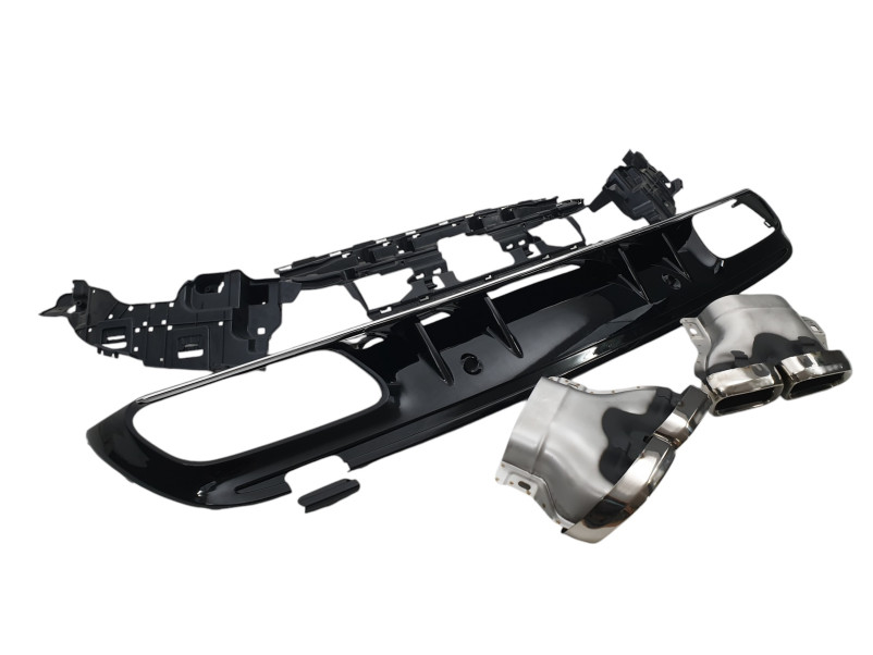Дифузор ( заднього бампера ) Chrome Black / Chrome Pipe ( стиль C63 S ) Sedan на Mercedes-Benz C-Class W205 2018-2021 року