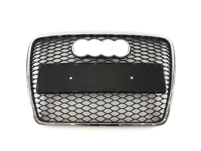 Решітка радіатора Chrome Black ( в стилі RS6 ) без PDC на Audi A6 C6 2004-2011 року