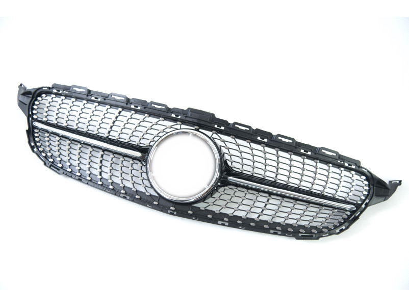 Решітка радіатора Black ( без місця під камеру ) Diamond на Mercedes-Benz C-Class W205 2018-2021 року