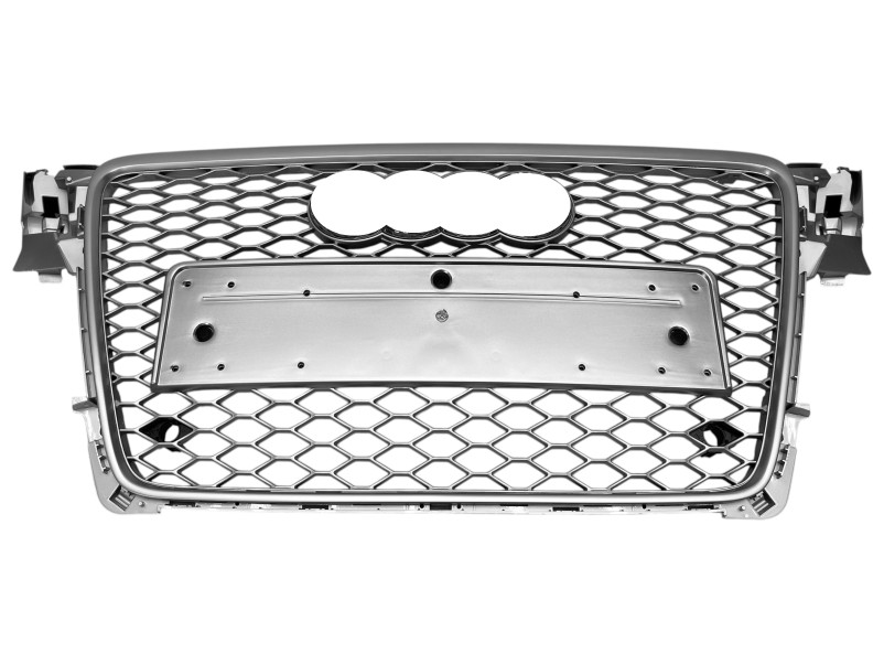 Решітка радіатора Full Silver ( стиль RS4 ) на Audi A4 B8 2007-2011 року