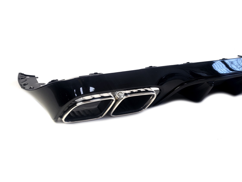 Дифузор ( заднього бампера ) Full Black / Chrome Pipe ( стиль E63 ) Coupe AMG на Mercedes-Benz E-Class W213 2020-2023 року
