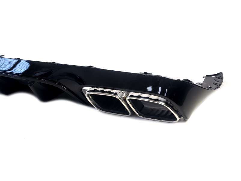 Дифузор ( заднього бампера ) Full Black / Chrome Pipe ( стиль E63 ) Coupe AMG на Mercedes-Benz E-Class W213 2020-2023 року