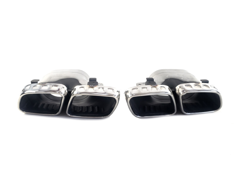 Дифузор ( заднього бампера ) Full Black / Chrome Pipe ( стиль E63 ) Coupe AMG на Mercedes-Benz E-Class W213 2020-2023 року