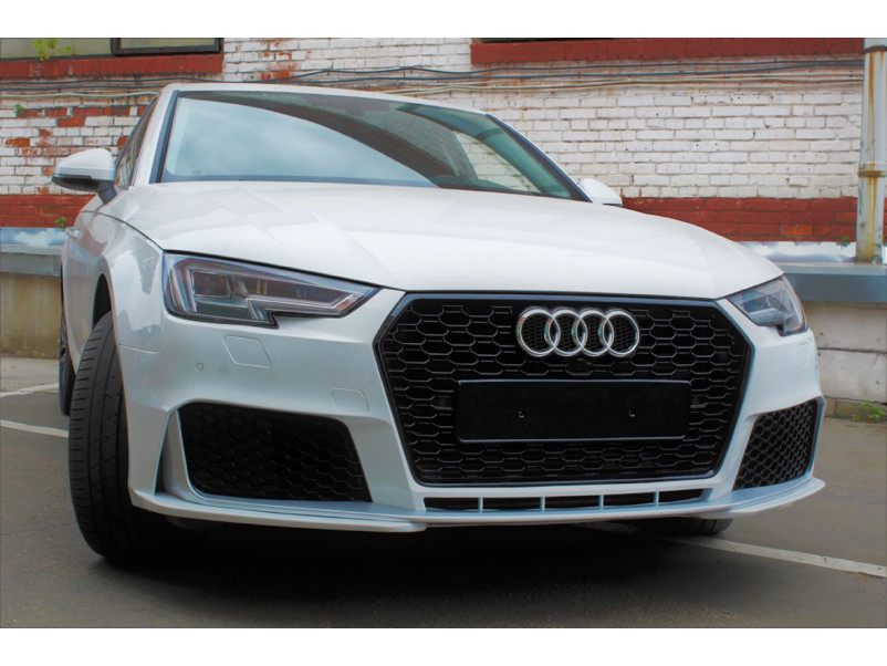 Передній бампер  ( в стилі RS4 V1 ) на Audi A4 B9 2015-2019 року