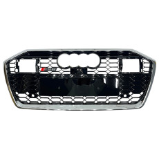 Решітка радіатора Chrome Black ( в стилі RS6 під камеру та радари ) на Audi A6 C8 2018-2023 року