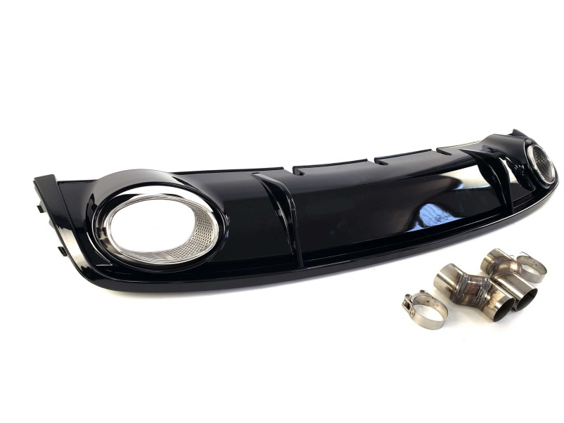 Дифузор ( заднього бампера ) Full Black / Chrome Pipe ( в стилі RS4 ) на Audi A4 B8 2011-2015 року